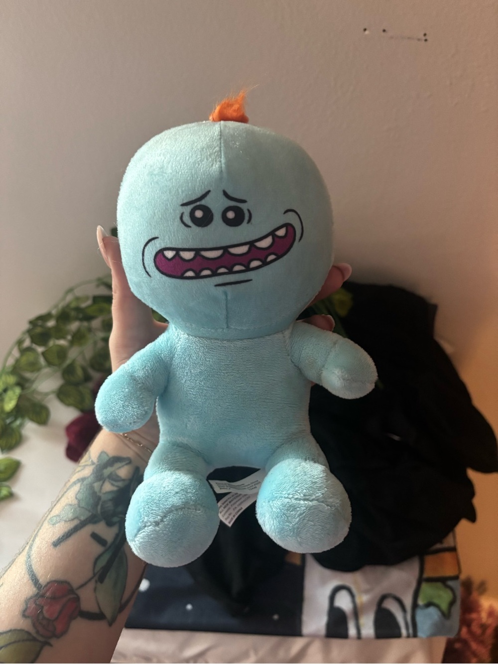 Cute Light Blue Plush Character Toy with Orange Hair Accent - Rick and Morty Cha